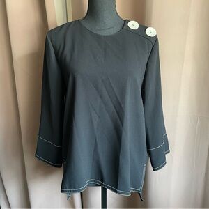 ZARA women Medium black top with buttons